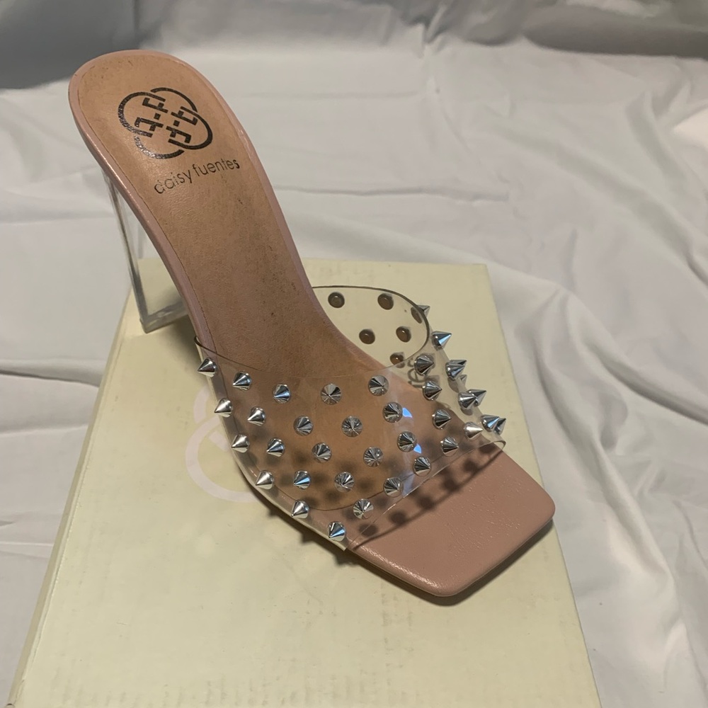 Daisy Fuentes Studded Clear Heels